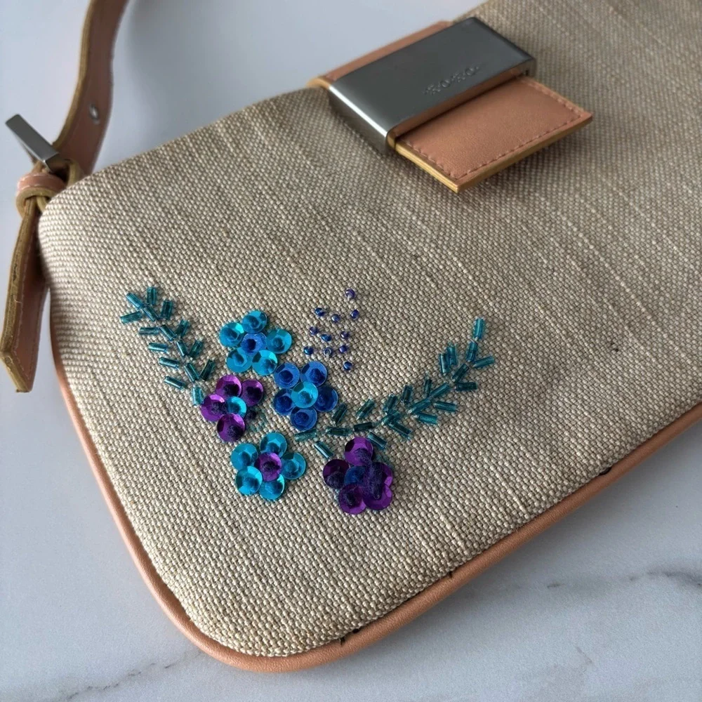XOXO Beige Floral Embroidered Women's Bag Y2K